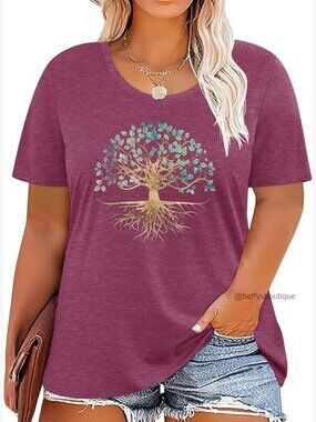 Plus Size Womens Graphic Tee Cute Sunflower Floral Casual Summer Top Loose Fit